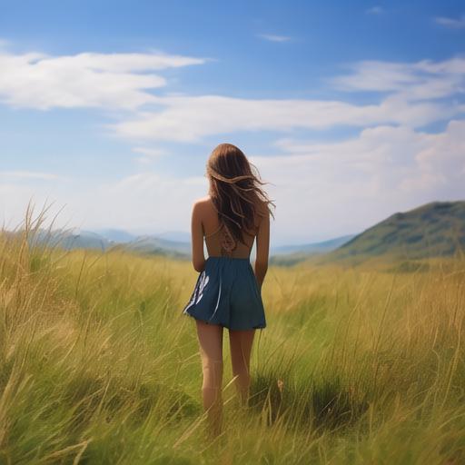 安源在线同城游下载草原上的美女背影_自然风景_图库_素材_回车素材�