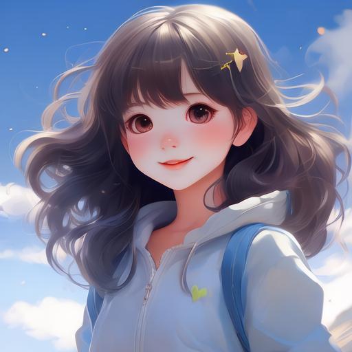 可爱女生头像少女心aiai绘画创作ai绘画卷发笑容